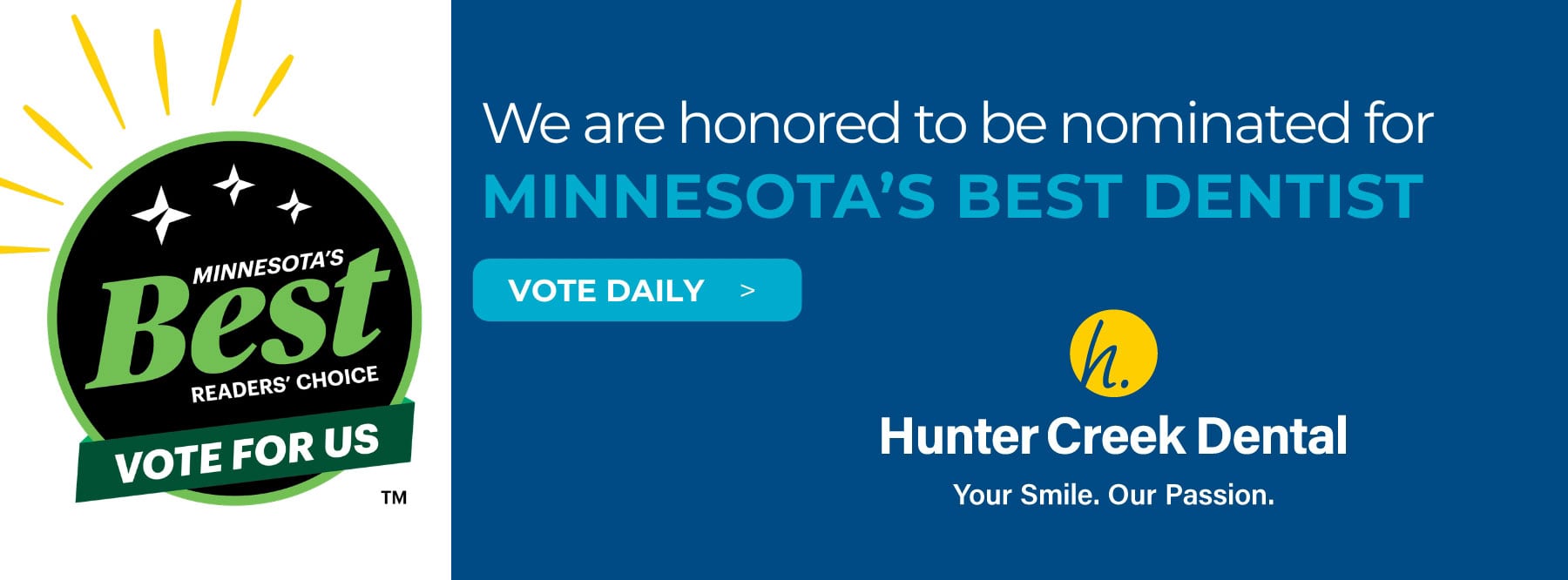 Hunter Creek Dental nominated MN's Best Dentist